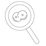 Hydrogen Particles in Magnifying Glass