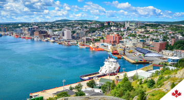 Panoramic view, St. John's Harbour in Newfoundland, Canada. 