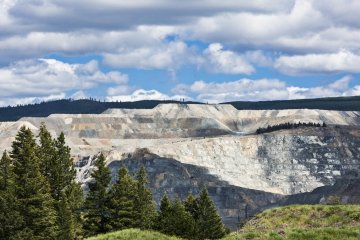 Open pit mine in the Canadian rocky mountains of British Columbia, Canada.