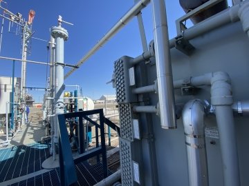 Industrial equipment at an LNG plant in Calgary, Alberta.