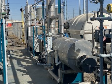 Industrial equipment at an LNG plant in Calgary, Alberta.