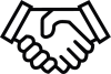 A graphic icon with two hands shaking.
